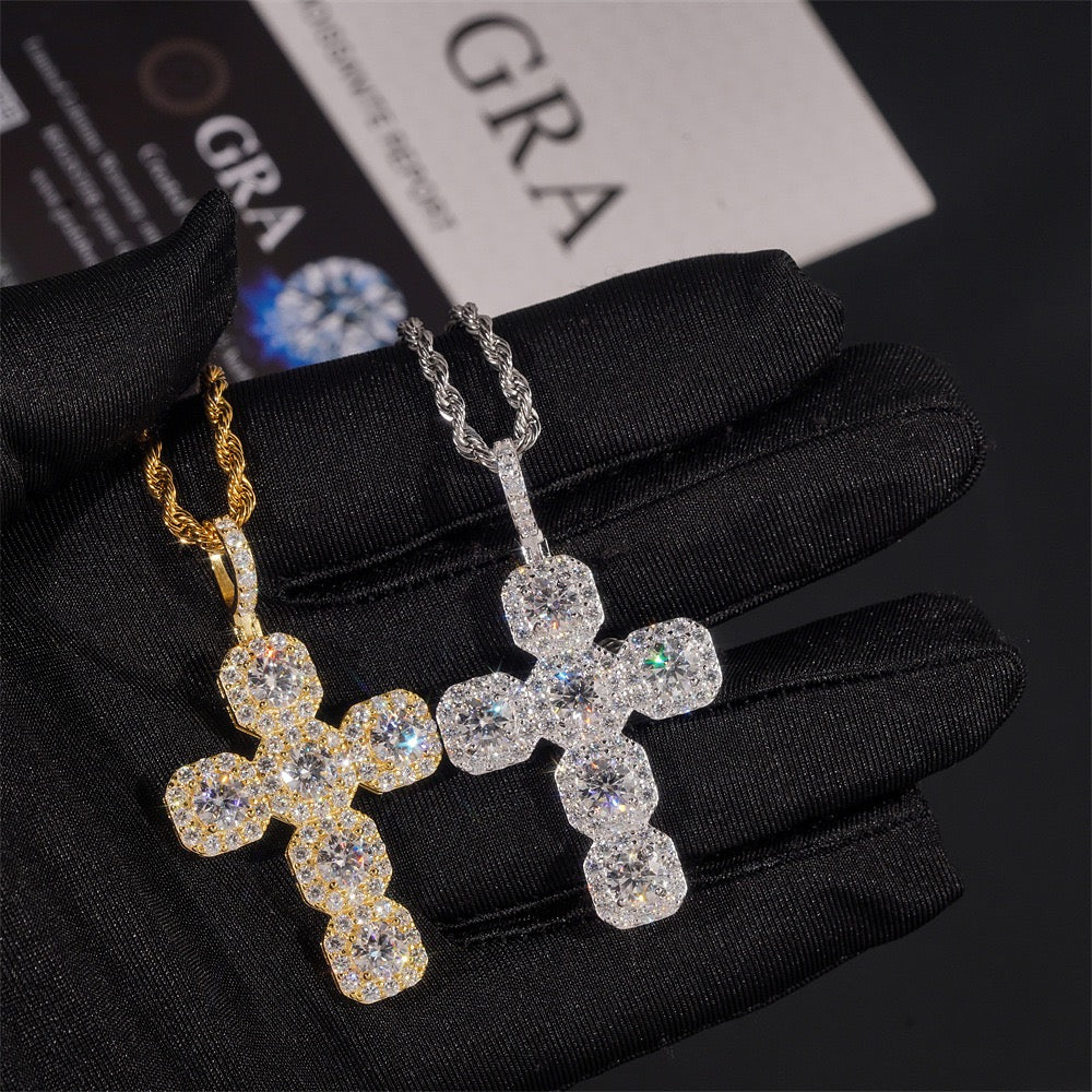 2” Cluster Pavé Cross Pendant