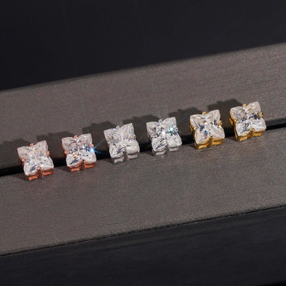 6mm Solitaire Clover Cut Stud Earrings