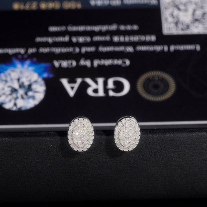 9.5mm Oval Pavé Stud Earrings