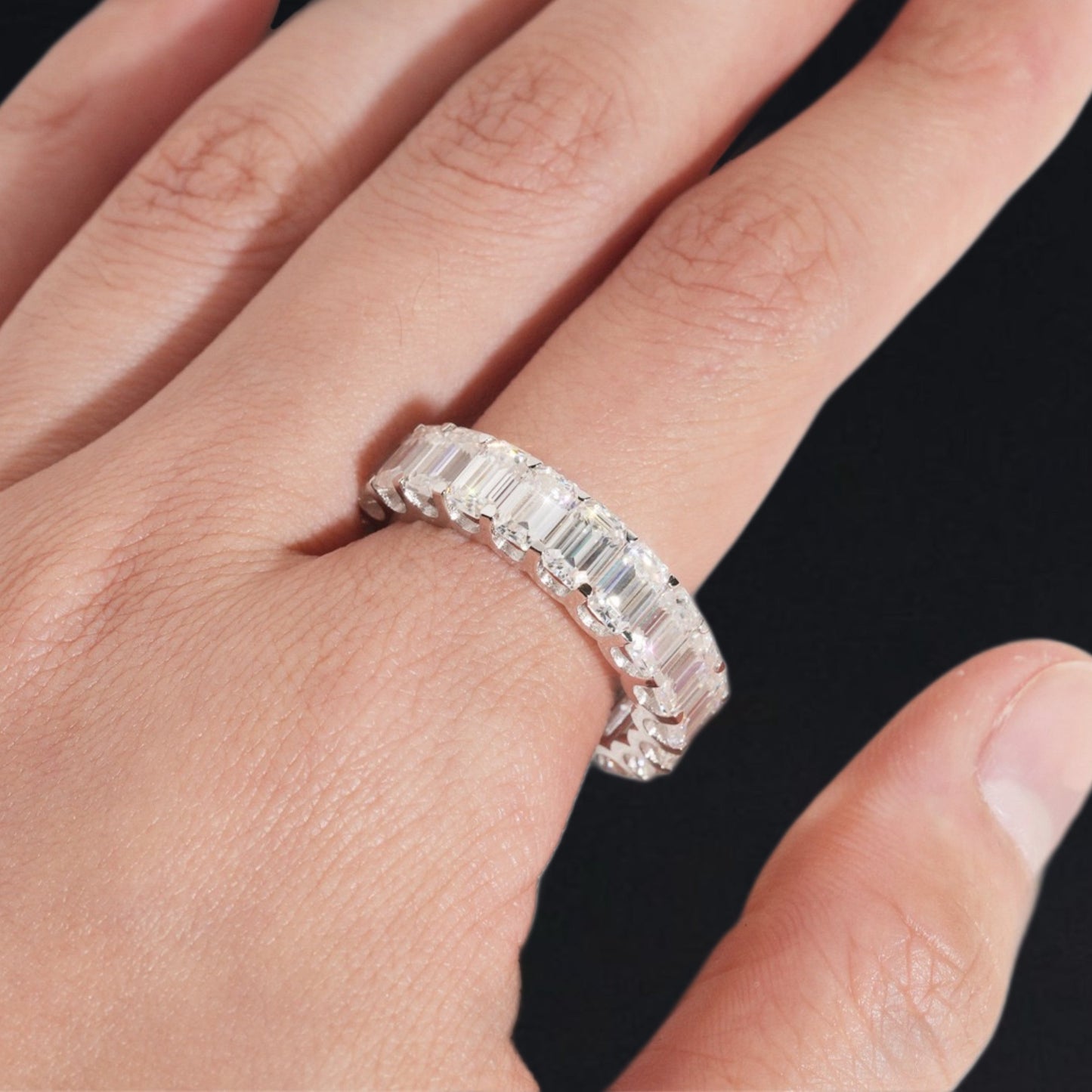 5mm Emerald Cut Eternity Ring