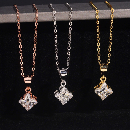 Solitaire Clover Cut Pendant Necklace