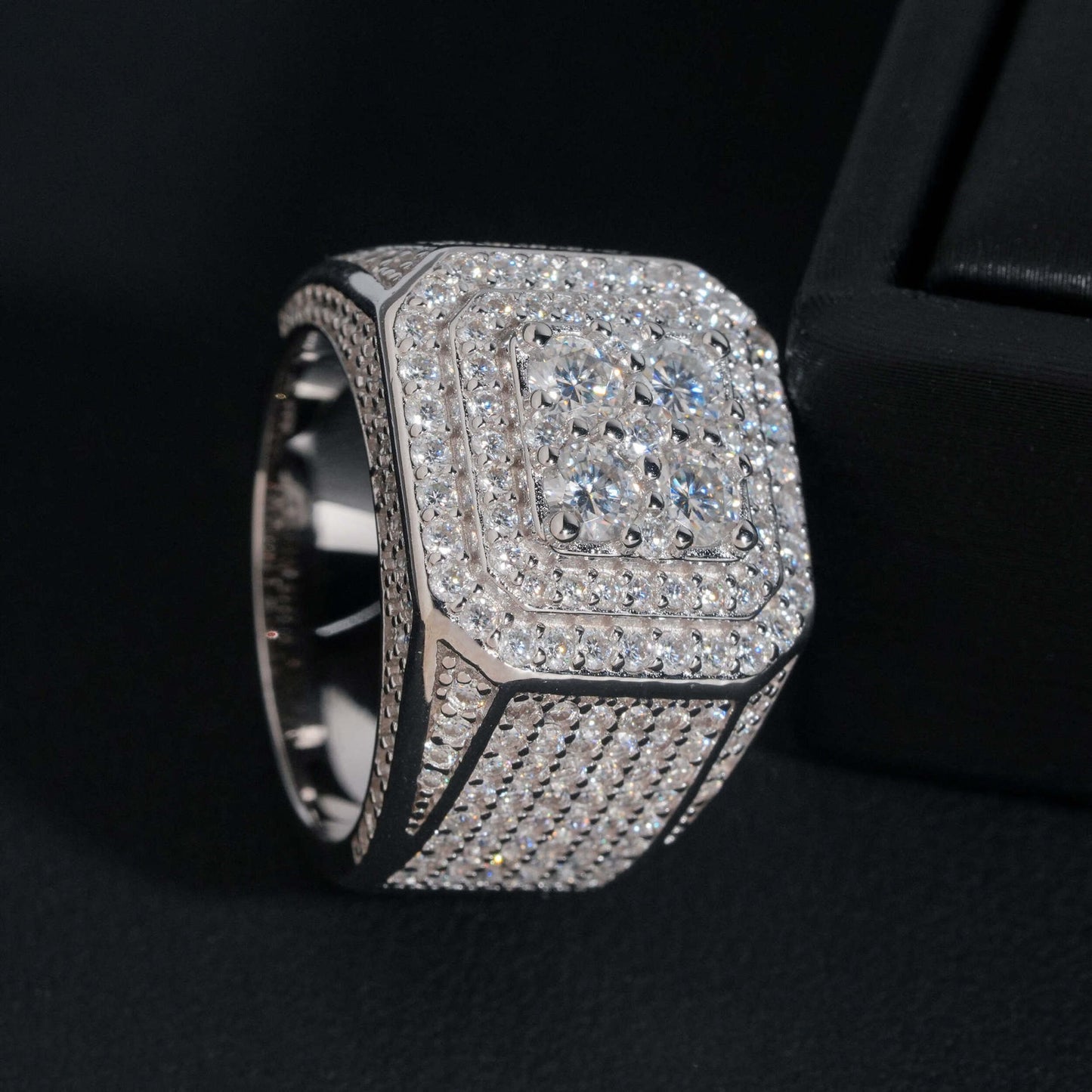 Cluster Pavé Signet Ring