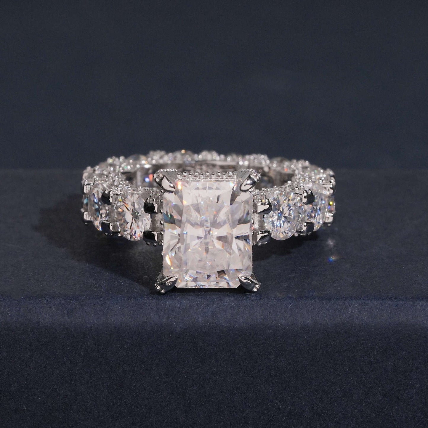 5ct Radiant Cut Engagement Ring With Pavé Eternity Band