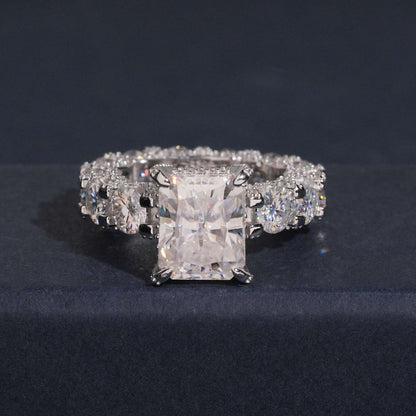 5ct Radiant Cut Engagement Ring With Pavé Eternity Band