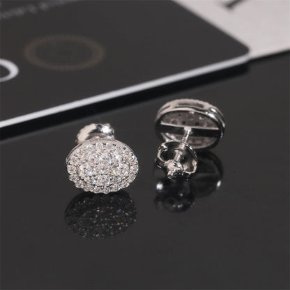 9.5mm Oval Pavé Stud Earrings