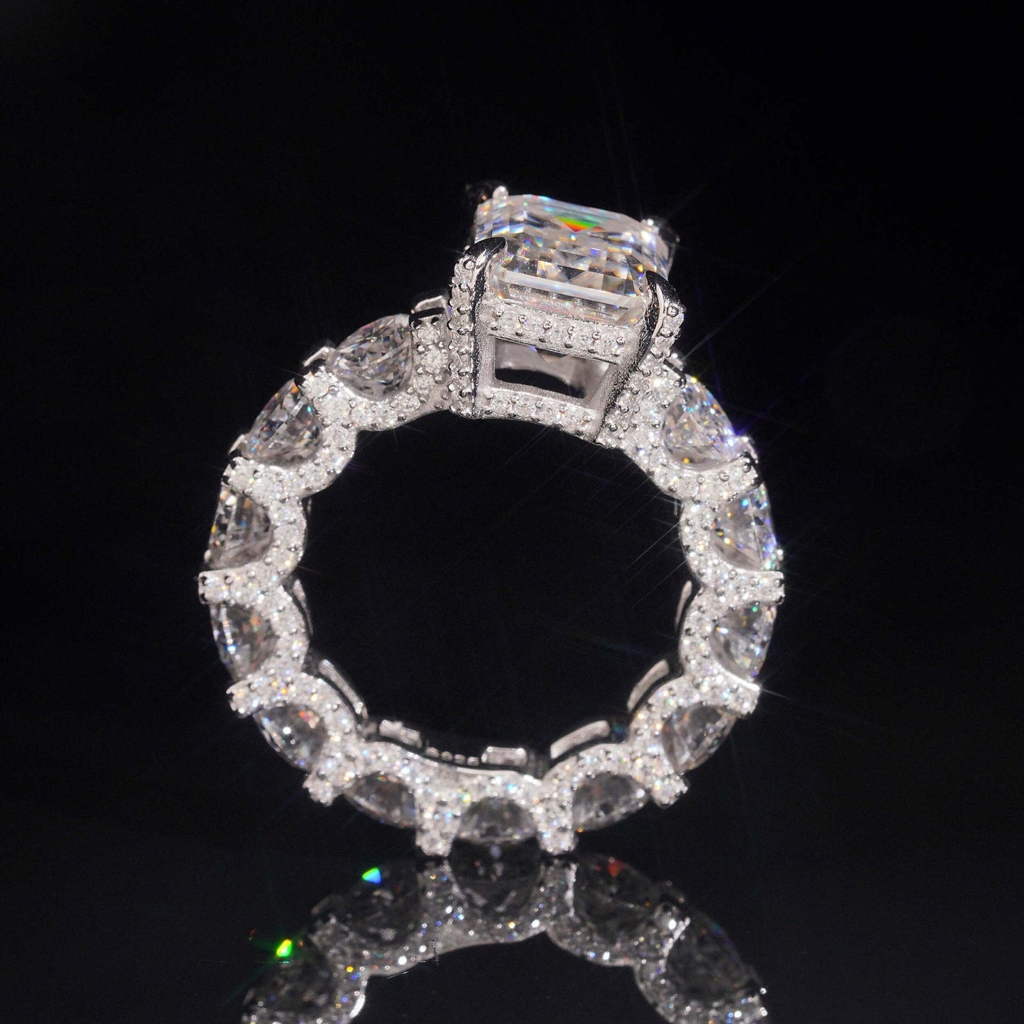 5ct Emerald Cut Engagement Ring With Pavé Eternity Band