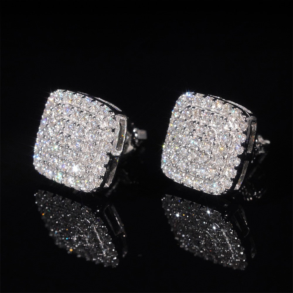 10mm Square Pavé Stud Earrings