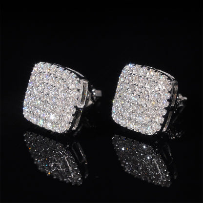 10mm Square Pavé Stud Earrings