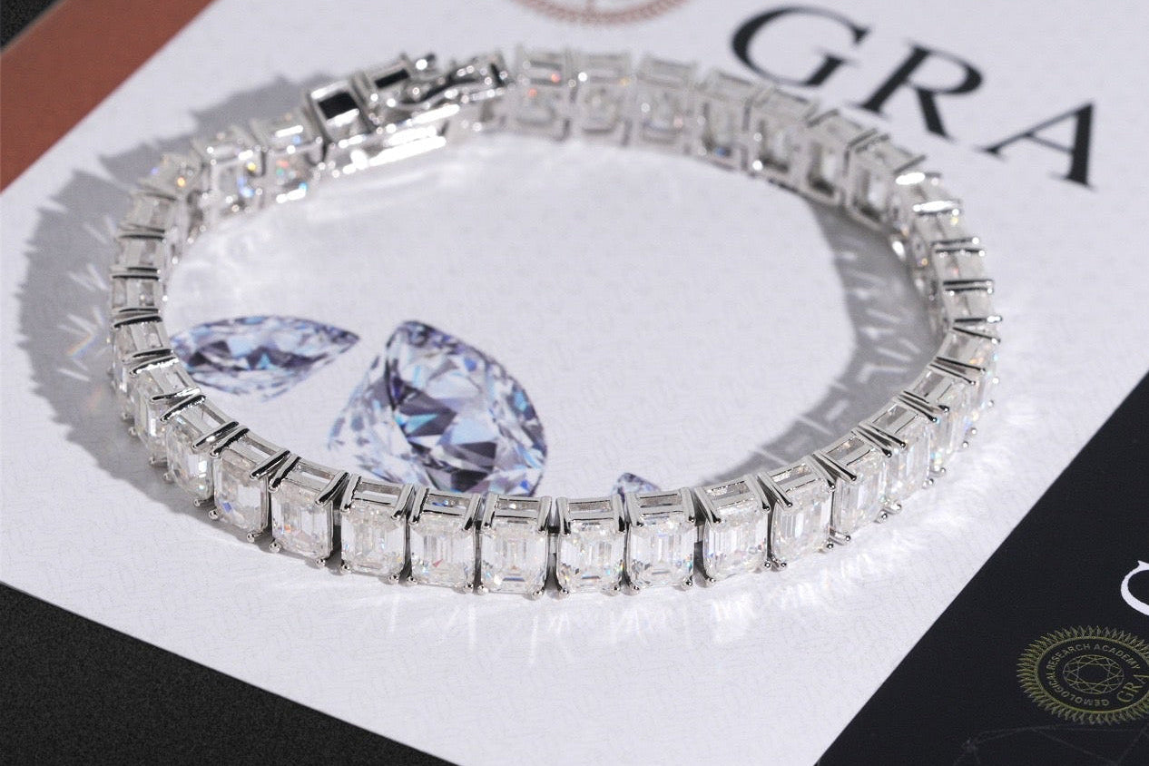 7mm Emerald Cut Tennis Bracelet