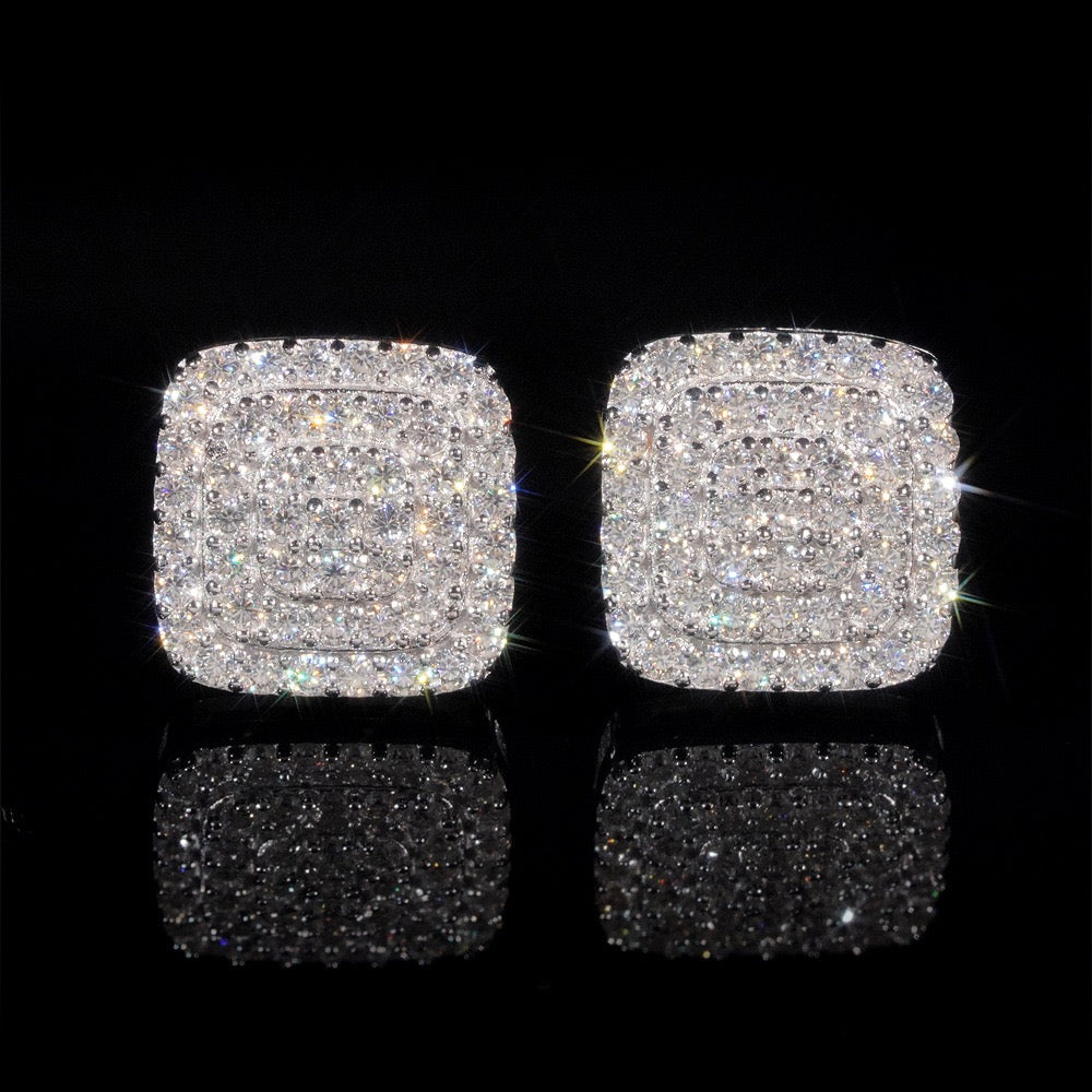 10mm Square Pavé Stud Earrings