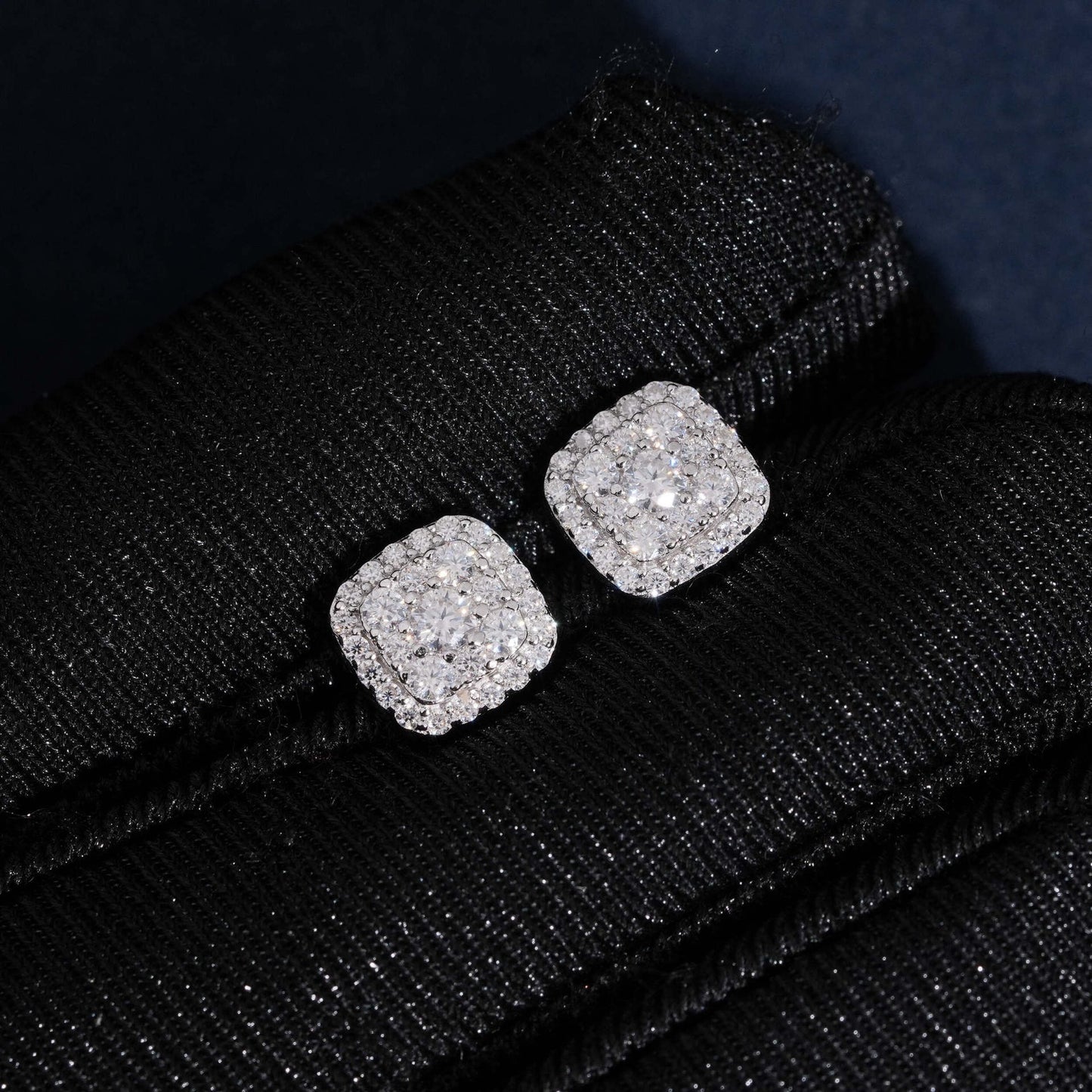 8mm Square Pavé Stud Earrings