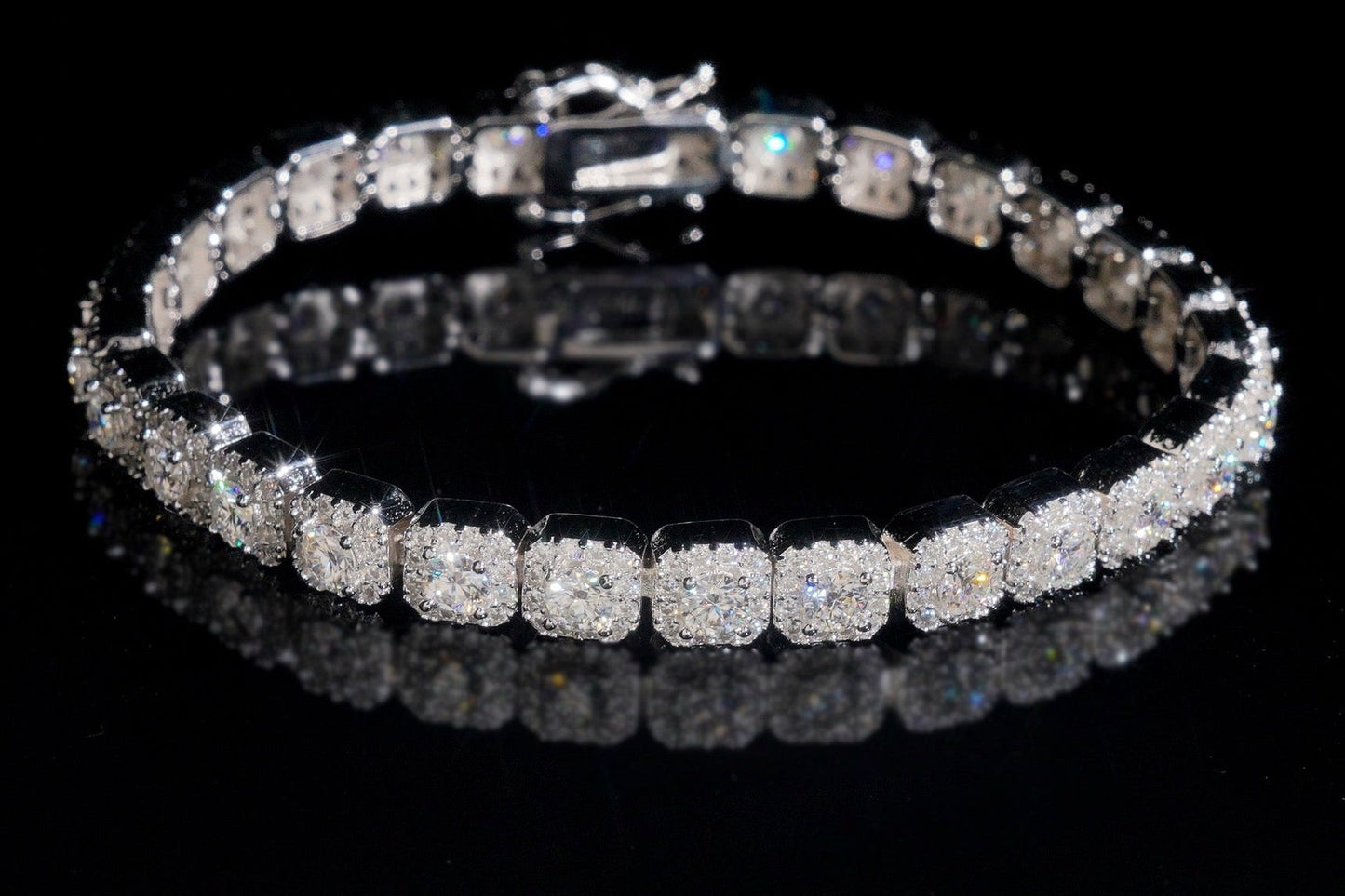 6mm Micro-Pavé Halo Tennis Bracelet