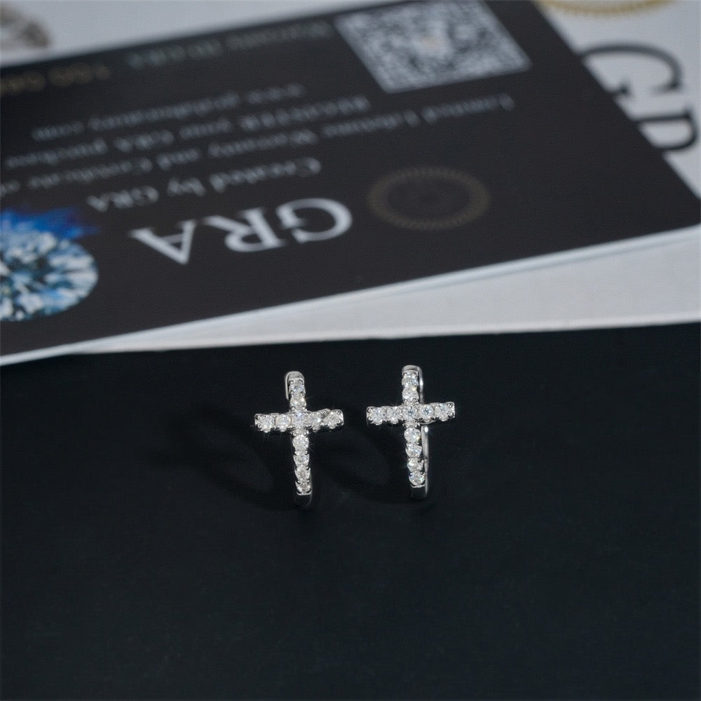 8mm Cross Pavé Hoop Earrings
