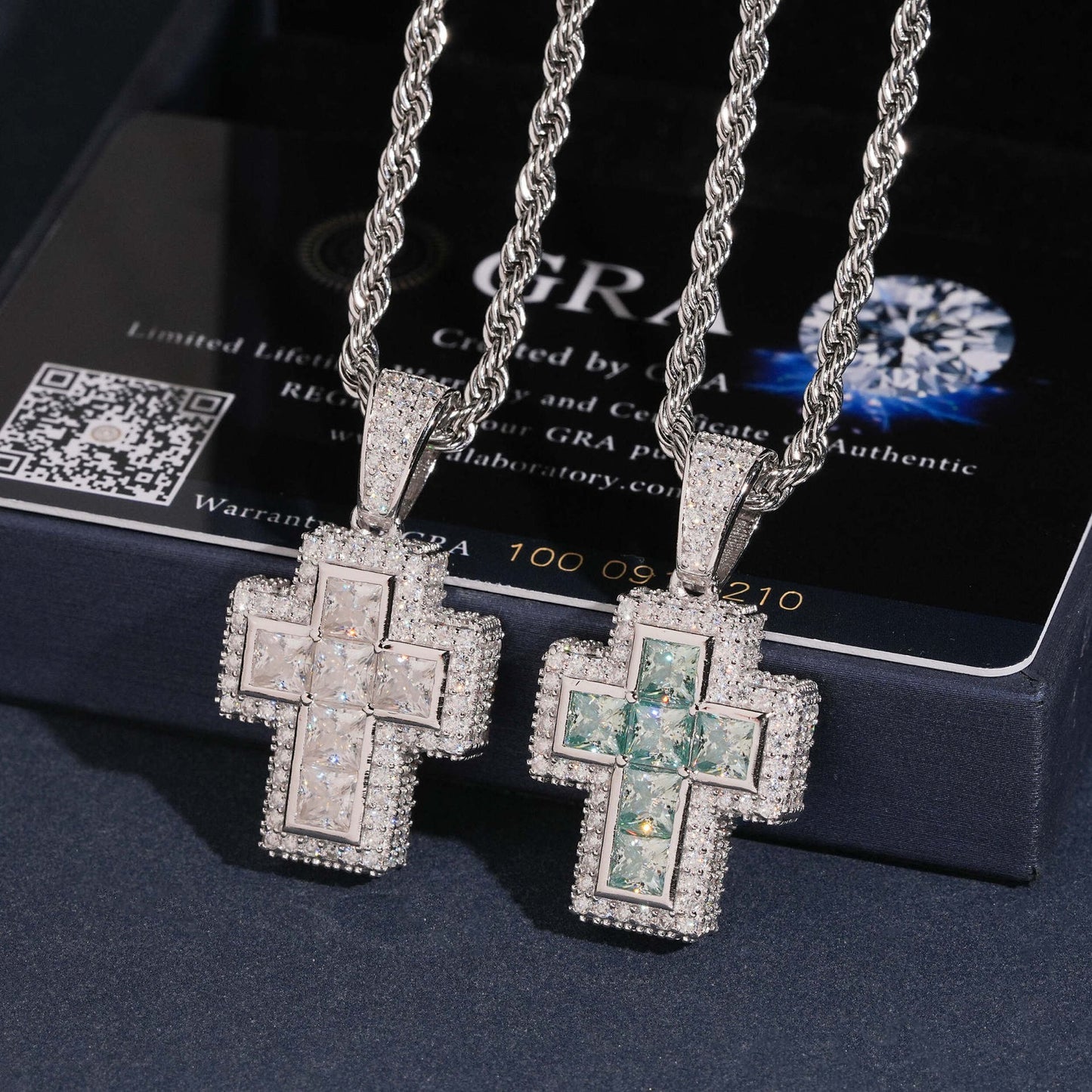 1.5” Princess-Cut Pavé Cross Pendant