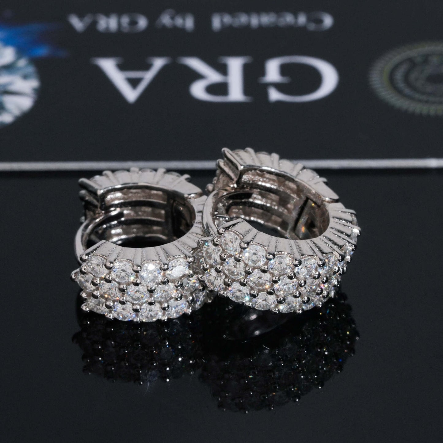 15mm Triple-Row Pavé Hoop Earrings