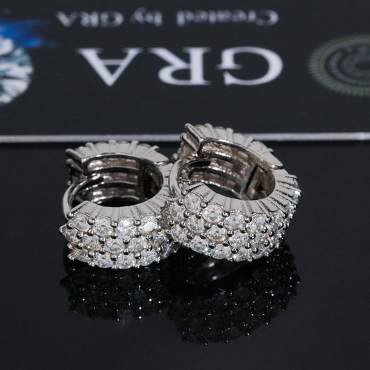 15mm Triple-Row Pavé Hoop Earrings