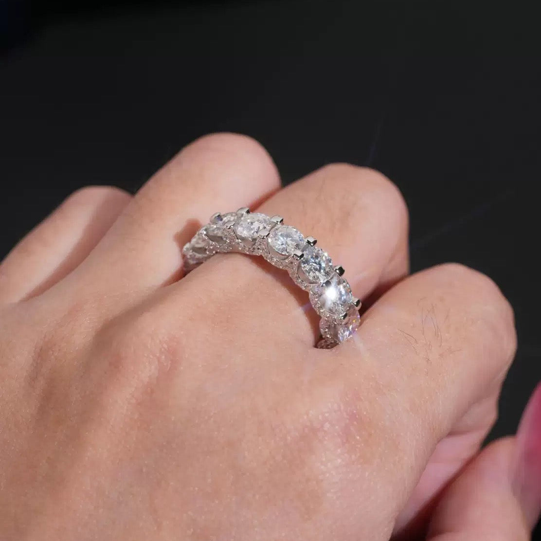 5mm Brilliant Cut Shared-Prong Pavé Eternity Ring