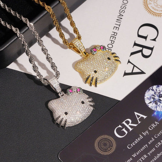1.25” Cartoon Kitty Pavé Pendant