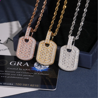 1.35” Baguette Pavé Dog Tag Pendant