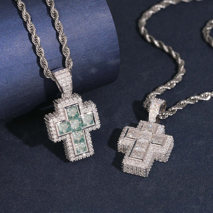 1.5” Princess-Cut Pavé Cross Pendant