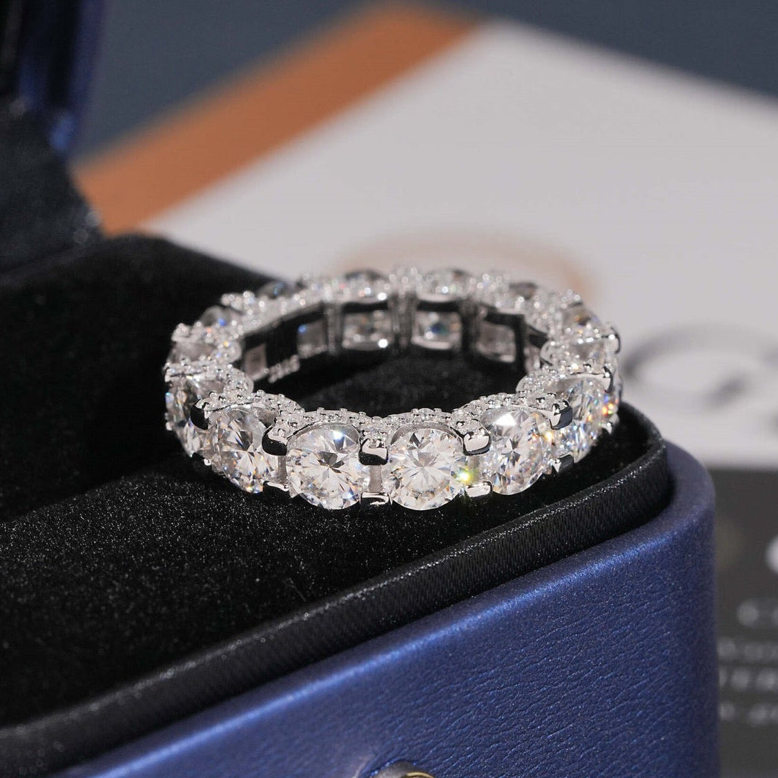 5mm Brilliant Cut Shared-Prong Pavé Eternity Ring